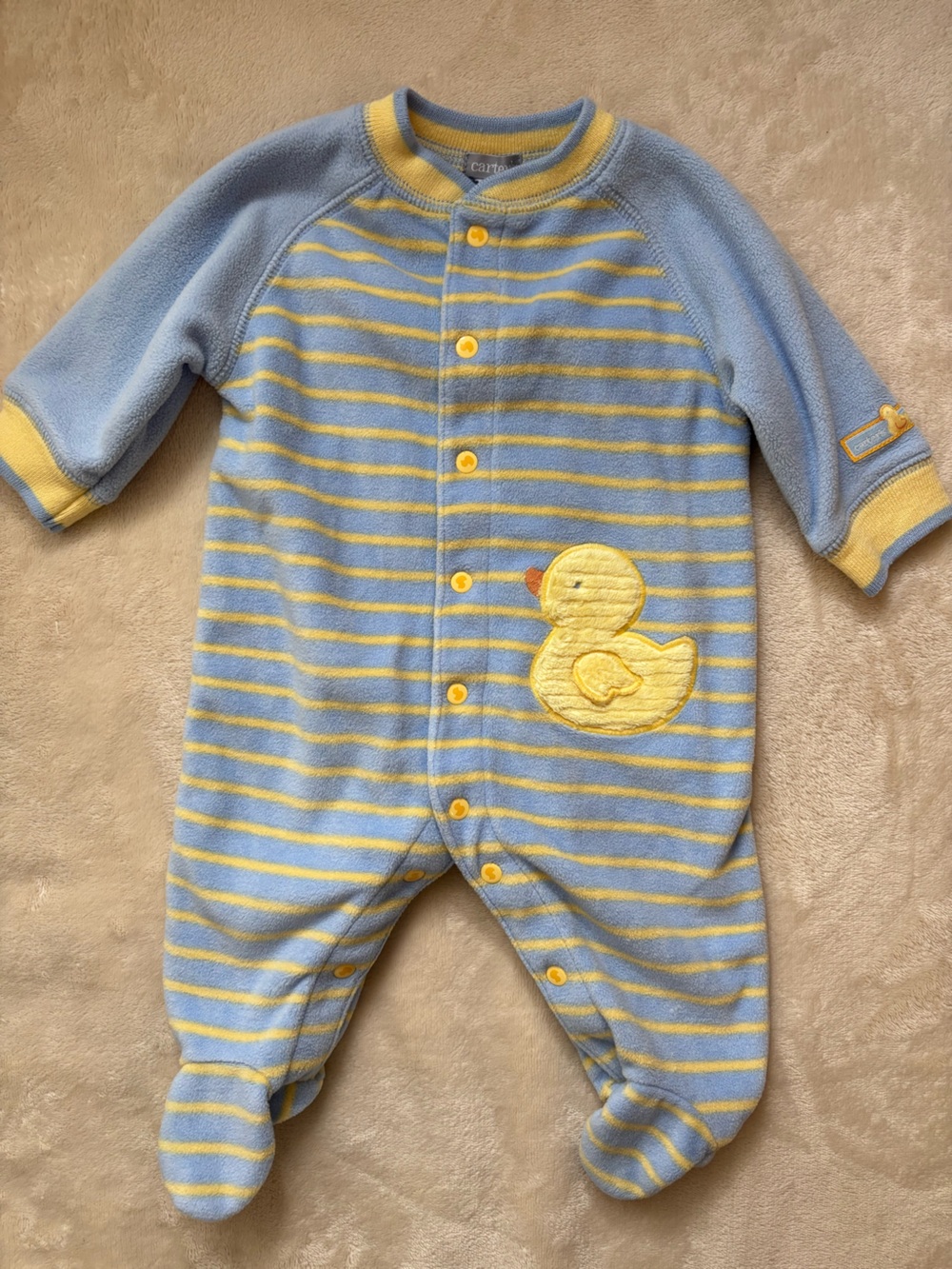 Carter’s Vintage Little Duckies Fleece Sleeper NWOT stripe sleeper size 0-3